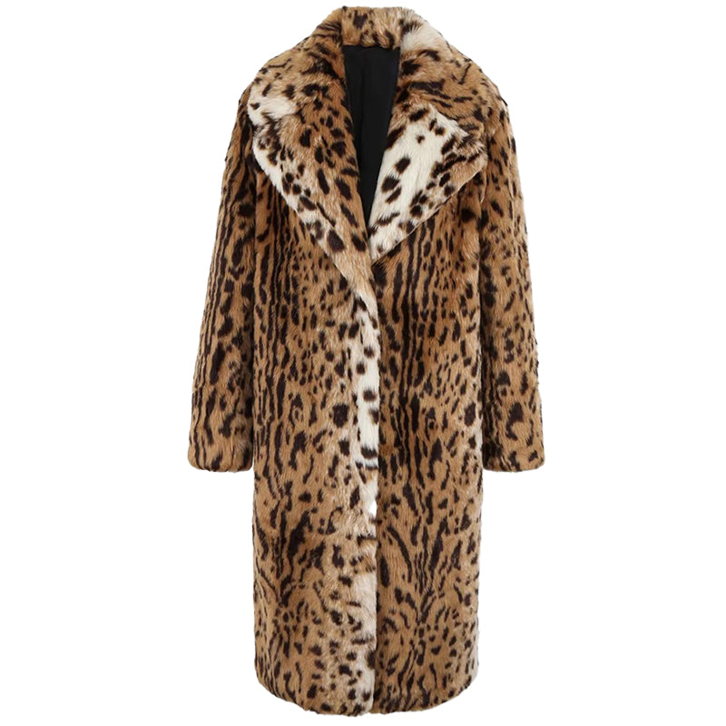 christmas outfit Sonicelife Winter Long Thick Warm Fluffy Colorful Multicolored Leopard Print Faux Fur Coat Women Luxury Furry Overcoat 2025