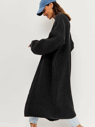 Black Friday Sonicelife Casual Knitted Solid Open Long Cardigan Women Retro Loose Soft Long Sleeve Maxi Sweaters Female Autumn Chic Street Outwear