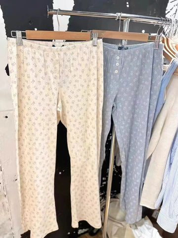 Sonicelife Fashion Cute Little Bear Print Sweatpants Women Casual Elastic Waist Straight Button Streetwear Pants Sweet Vintage Y2K Trousers