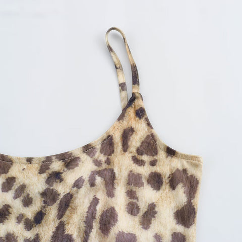 Sonicelife Leopard print jumpsuit with small V-neck fashionable and sexy temperament versatile slim fit and slimming pants new design