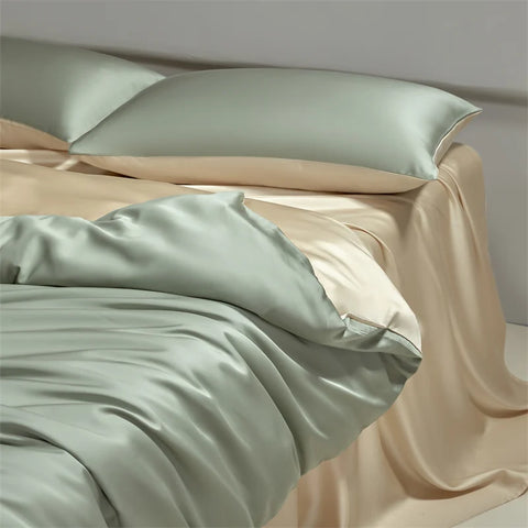 Sonicelife Four piece set of natural silk solid color bedding, ice silk smooth nude sleeping bedding