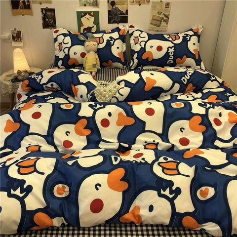 Sonicelife Euro Nordic Blue Solid Home Bedding Set Simple Soft Duvet Cover Set With Sheet Comforter Covers Pillowcases Bed Linen
