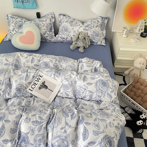 Sonicelife Cute Rabbit Bedding Set Flat Sheet Duvet Cover Pillowcases Single Double Queen Size Bed Linen Boys Girls Home Textile