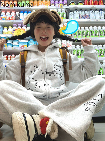 Sonicelife Anime Hoodies Jackets 2025 Women Clothes Hooded Cat Embroidery Sweatshirts Coat Y2k Tops Ropa Mujer Thick Casual Fashion Hoodie
