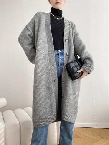 christmas outfit Sonicelife Urban Loose Solid Color Thick Thread Knitting Cardigan Coats