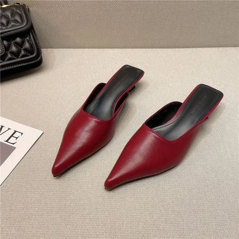 Sonicelife Summer New Low Heel Slippers Close Toe Outdoor Mules Casual Pumps Street Style Woman Sandals Slip on Half Slippers Loafers