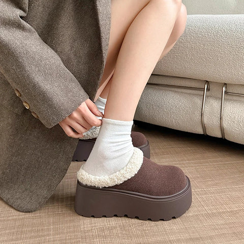 Sonicelife Chunky Heel Women Warm Cotton Mules Slippers Fashion Cover Toe Slip On Shoes Ladies Comfort House Lazy Slides