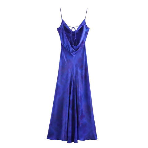 Sonicelife Women's Camisole Dress with V-neck and Backless Lace Up Design Fashionable and Sexy Commuting Temperament Midi Dress New