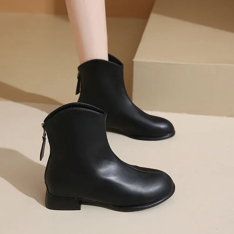 Sonicelife Boots Women's New 2025  Hot Selling Winter Shoes Back Zipper Pointed Toe Ankle Fashion Rubber Rock Low Autumn  Zapatos