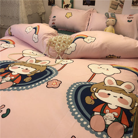 Sonicelife Ins Style Fashion Butterfly Bedding Set For Girls Boys Double Size Flat Sheet Duvet Cover Pillowcase Bed Linen Home Textile