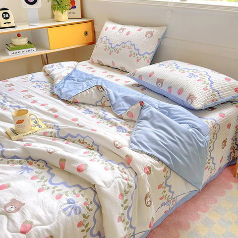 Sonicelife 2024 New Summer Water Washed Glutinous Cotton Summer Bedding Cover Set of Four Pieces