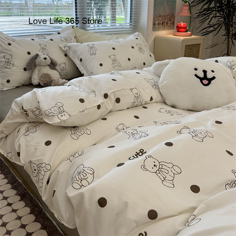 Sonicelife Pastoral Floral Rose Bedding Sets Flat Bed Sheet Duvet Cover Single Double Full Queen King Bedclothes Ins Pure Bedroom Linen