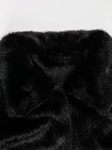 christmas outfit Sonicelife Autumn Winter Long Black Fitted Thick Warm Soft Faux Mink Fur Coat Women Turn-down Collar Fluffy Furry Overcoat 2025