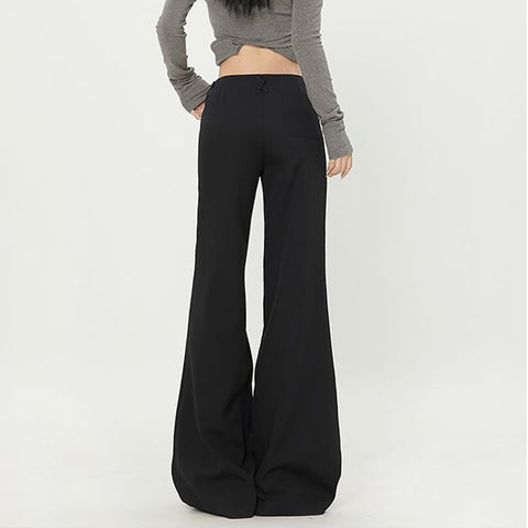 Sonicelife Black Chic Low Waist Casual Pants Women Y2K Fashion Elegance Vintage Pants Korean Harajuku Streetwear Solid Female Trousers
