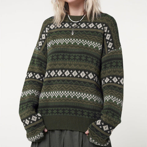 Sonicelife Long Sleeve Downtown Jacquard Sweater