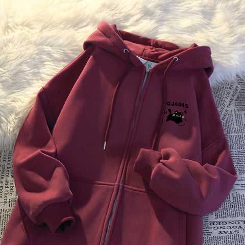 Sonicelife Hooded Sweatshirts for Women 2025 Ropa Mujer Thicked Oversized Jackets Y2k Tops Casual Fashion Anime Zipper Hoodies Coats 49C858