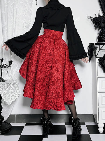 Sonicelife Fairycore Grunge Lolita Skirt Women Dark Gothic Christmas High Waist Bandage Corset Skirt Aesthetic Streetwear Partywear