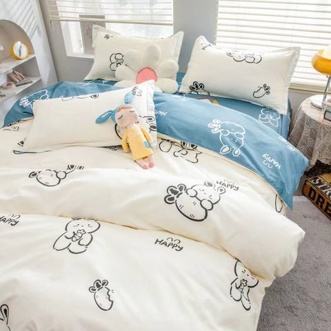 Sonicelife Purple Tulip Bedding Set INS Bed Linens Duvet Cover 150x200 Double Queen King Quilt Cover Soft Polyester Bedclothes Flat Sheets