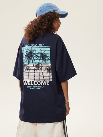 Sonicelife-Trendy Brand West Coast Half Sleeve Loose Shirt