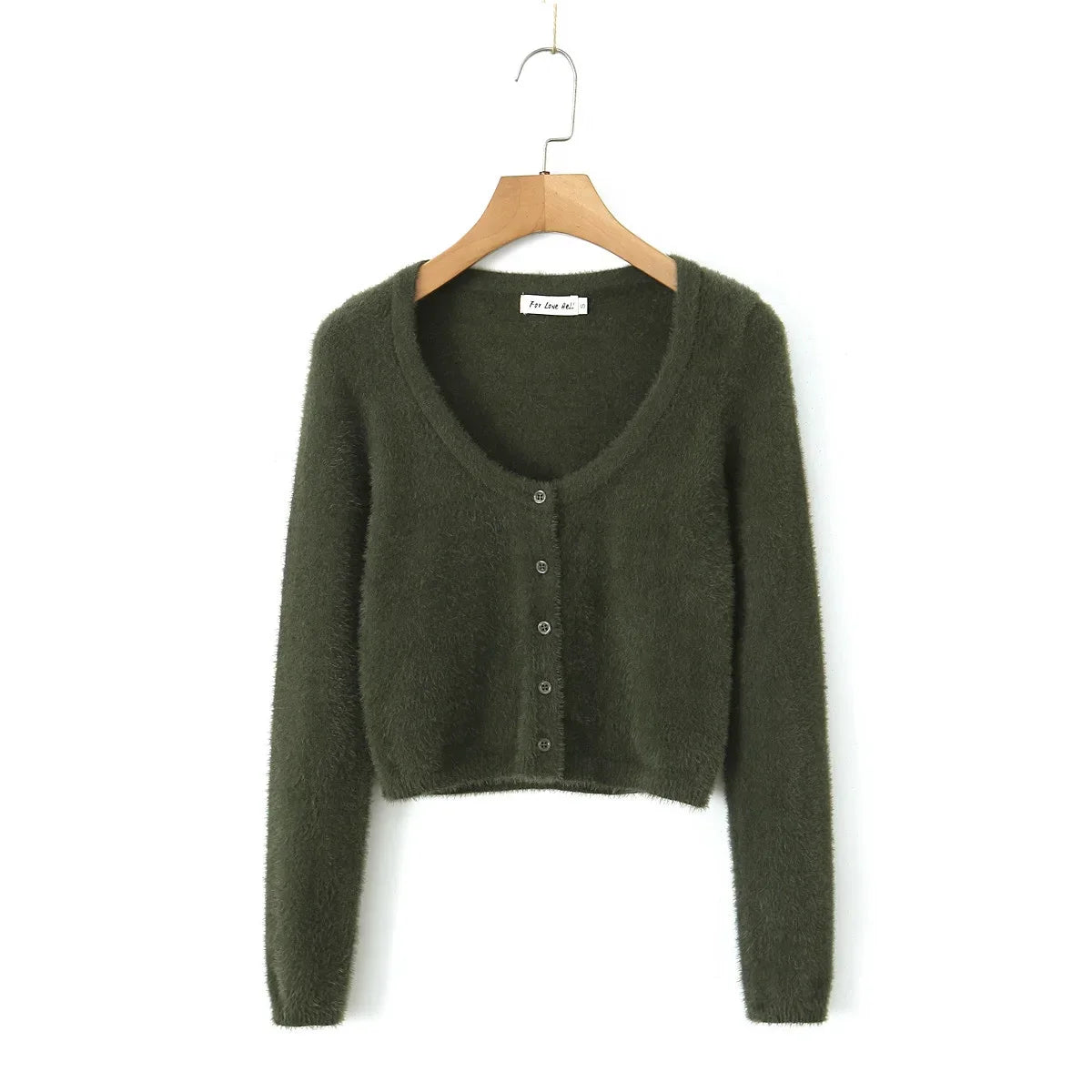 christmas outfit Sonicelife Autumn Sexy Mohair Cardigan Women Fashion Vintage Knit Cropped Sweaters Casual Long Sleeve Button Up Crochet Top