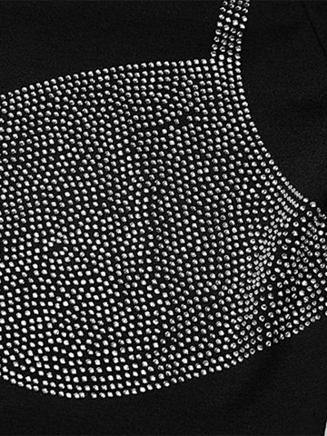 Sonicelife-Bikini Pattern Rhinestone Print Long Sleeve Tee