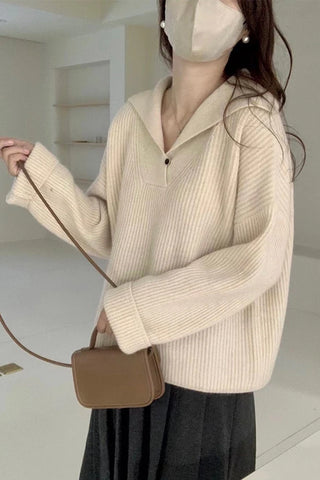 christmas outfit Sonicelife Lapel Raccoon Velvet Design Sense Sunken Stripe Sweater Women Autumn and Winter 2025 Popular New Lazy Gentle Knitted Top Thick