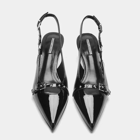 Sonicelife 2024 Summer High Heel Sandals Buckle Punk Style Stiletto Pointed Toe Sexy Fashion Women's Shoes Luxury Sandals Women Designers