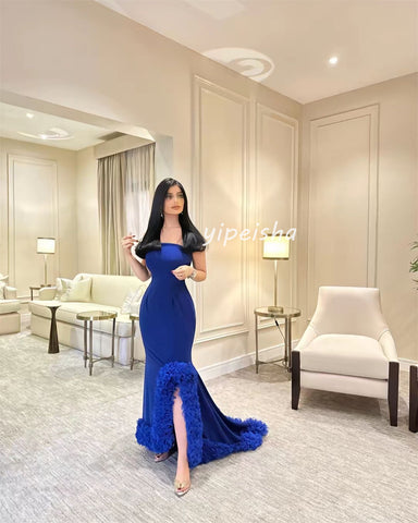 Sonicelife Customized Sexy Fashion Jersey Pleat Ruched Mermaid Strapless Long Dresses Bespoke Occasion Dresses High Quality Sizes Available (PRE-ORDER)