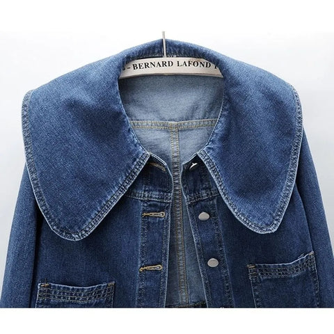 Sonicelife 2025 New Autumn Women Denim Jacket Long Sleeve Casual Short Denim Coat Famale Jeans Jackets Outerwear Casaco Jaqueta Feminina