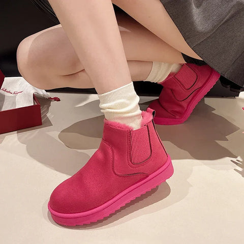 Sonicelife 2025 Thick-soled snow boots  winter new style plus velvet thickened warm  bread ladies shoes big cotton shoes
