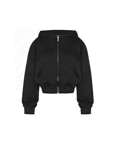 Sonicelife Black zip-up hoodie sweatpants Two-piece Y2K Clothing Women's hip Hop Solid color embroidered casual sweatshirt casual pants emo