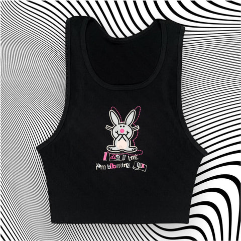 Sonicelife trashy Y2k Clothes Crop Top Women Harajuku T Shirts Gothic Cute rabbit Print Harajuku Streetwear Graphic Slim Tee Kawaii Summer