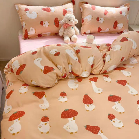 Sonicelife Kids Bedding Set Cute Girls Boys Full Queen Size Duvet Cover Flat Sheet Pillowcase No Filler Kawaii New Design Home Bed Linens