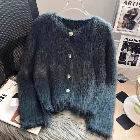 Sonicelife Elegant Chic Cardigan Women Faux Mink Cashmere Long Sleeve Knitted Jackets Korean Casual Sweet Female Fall Winter White Top