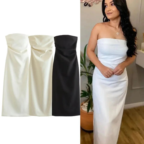 Sonicelife 2024 off shoulder black white long dress women bodycon beige midi dress woman summer backless sexy party dresses