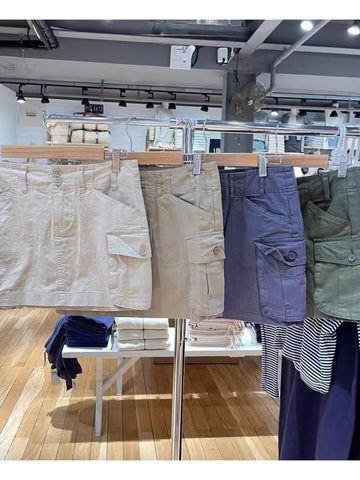Sonicelife Casual Women Solid Cargo Pants Women Pockets High Waist A-line Mini Skirts Female Y2k Streetwear Cotton Bottoms 2025