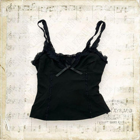 Sonicelife Y2K Sexy Female Emo Club Camisole Hot Girl Personality Minimalist Halter tops Sleeveless Women's Backless Chic Lace Bow Clothing