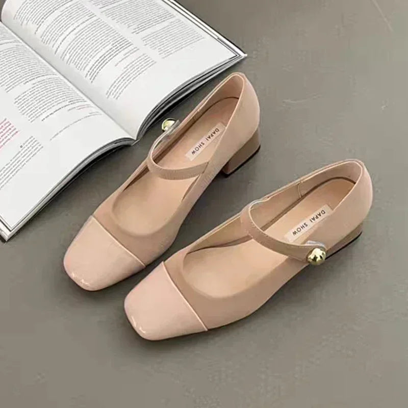 Sonicelife Square Toe Marie Janes High Heels Shoes Summer Women Shallow Shoes 2024 New Designer Dress Shoes Elegant Pumps Femme