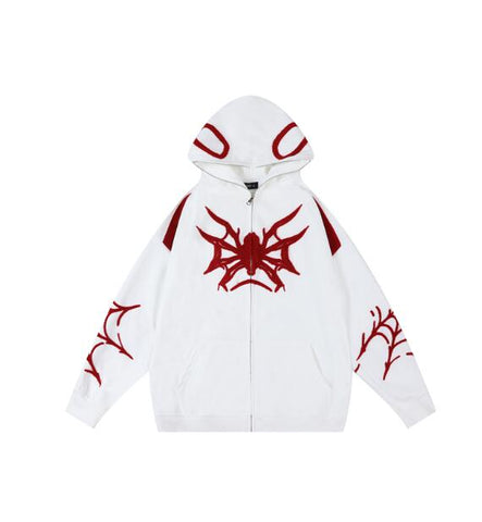 Sonicelife Embroidery Punk Spider Zip Up Hoodie