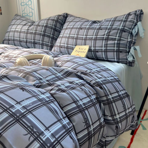 Sonicelife Ins Korean Style Duvet Cover Set Quilt Set Bow Dot Bed Sheet Set For Girls Bedding Set For Bedroom