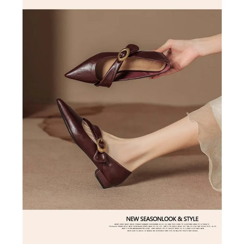 Sonicelife 2025  New Women's Flat Shoes Autumn Fashion Pointed Toe Banquet  Shoes Comfortable Square Root Trendy Shoes