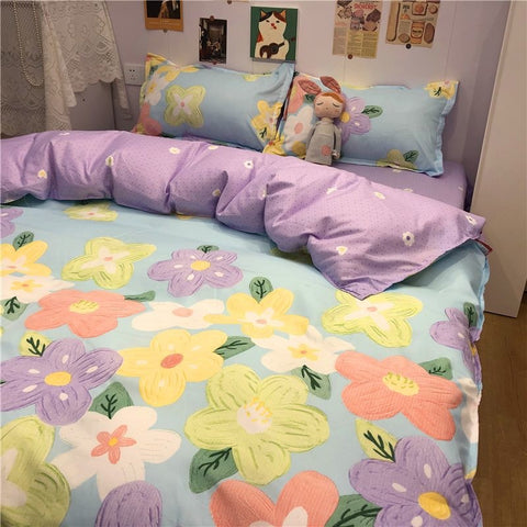 Sonicelife Ins Style Fashion Butterfly Bedding Set For Girls Boys Double Size Flat Sheet Duvet Cover Pillowcase Bed Linen Home Textile