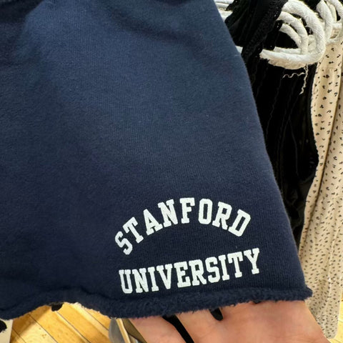 Sonicelife STANFORD letters print sportwear shorts female fashion navy blue drawstring women shorts casual homewear summer pant 2025 new