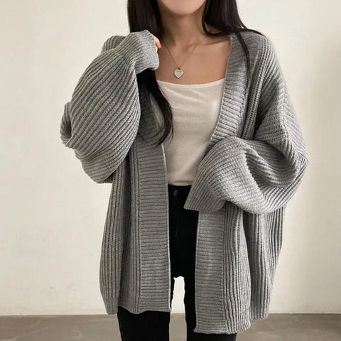 christmas outfit Sonicelife Vintage Oversized Loose Open Front Cardigan