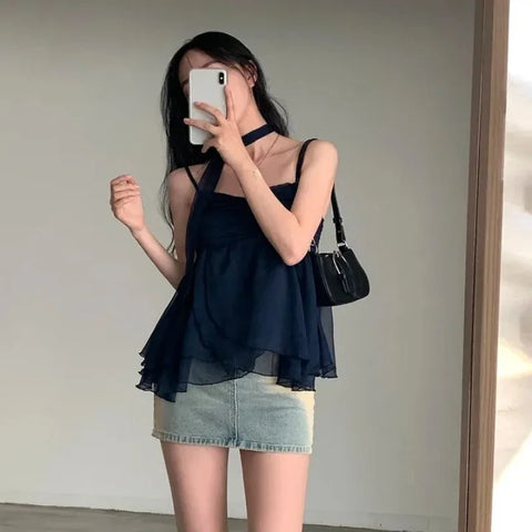 Sonicelife 2000s Aesthetic Sleeveless Solid Tops Hot Girls Korean Fashion Sweet Tank Top Summer Casual Basic Pure Color Camis Woman Chic