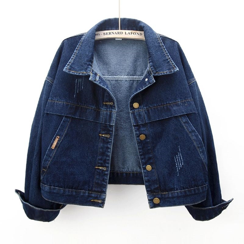 Sonicelife Vintage Women Jacket 2025 New Autumn Denim Jackets Long Sleeve Blue Jeans Coat Turn-down Collar Outwear Bomber Jacket