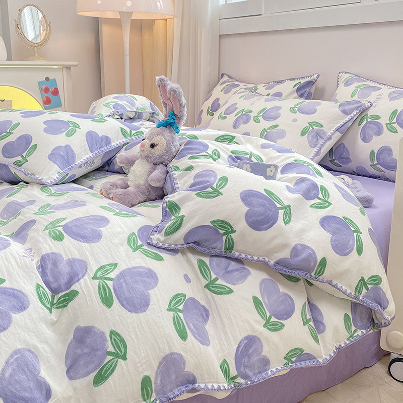 Sonicelife Cartoon Dinosaur Bedding Set Bed Flat sheet Pillowcase Twin Full Queen Princess Style Bed Linen Kids Girls Duvet Cover No Filler