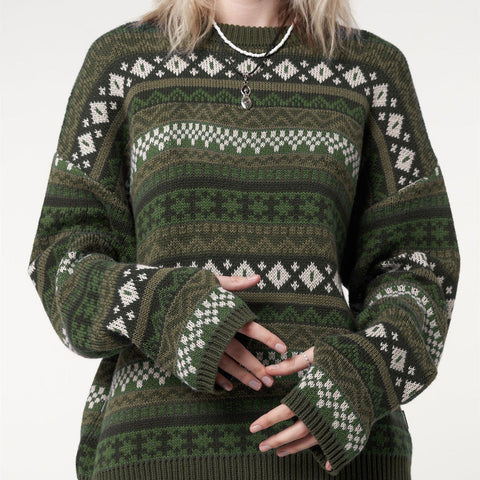 Sonicelife Long Sleeve Downtown Jacquard Sweater
