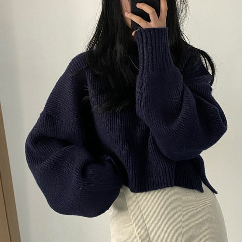 Sonicelife Dark Academia Oversized Crochet Knit Sweater