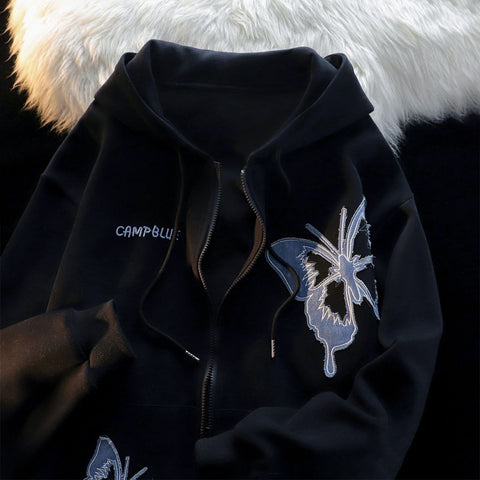 Sonicelife 2025 Women Clothing Y2k Hoodies Jackets Streetwear BF Casual Sweatshirts Oversized Tops Chic Hooded Butterfly Hoodie Ropa Mujer
